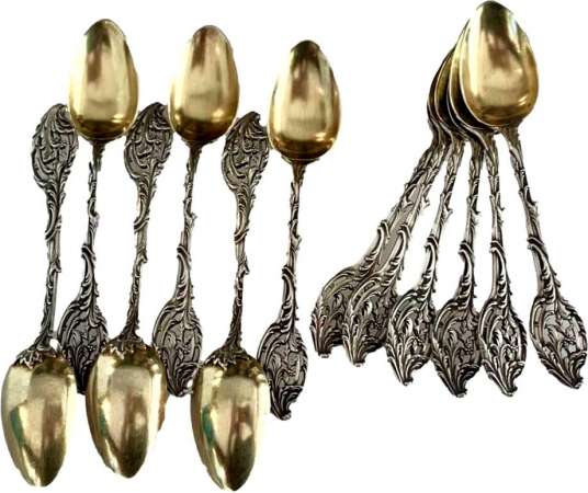Art Nouveau Silver Coffee Spoons - cutlery, household