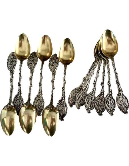 Art Nouveau Silver Coffee Spoons - cutlery, household-Bozaart