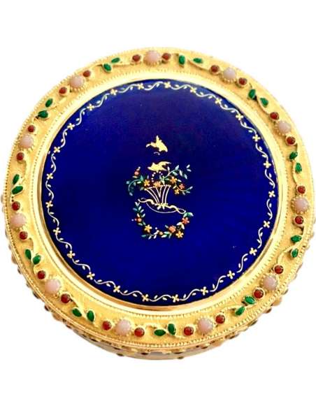 Round Gold And Enamel Box - boxes, cases, necessities, boxes-Bozaart