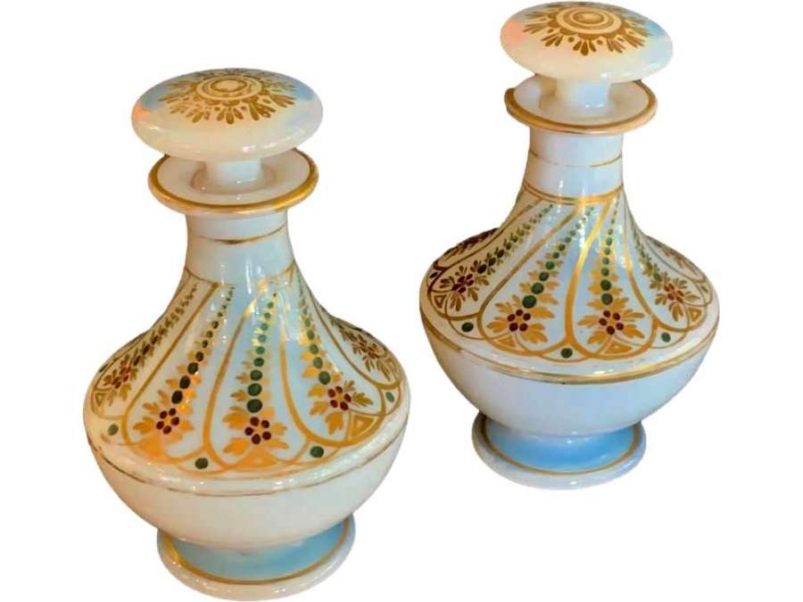 Pair Of Opaline Flasks from the Charles X Period