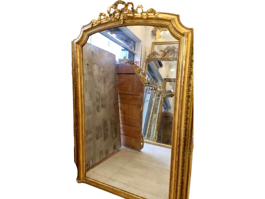 Very large Louis Philippe golden fireplace mirror 125*205cm