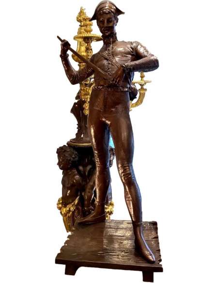 19th Century Bronze By Paul Dubois (1829-1905) Harlequin - Antique bronzes-Bozaart