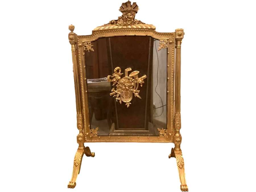 19th Century Louis XVI Style Bronze Fireplace Screen