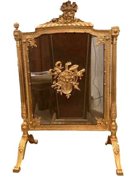 Écran de Cheminée bronze+du 19ème Siècle dans le style de Louis XVI-Bozaart