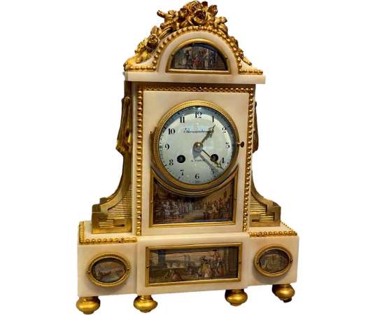 L. XVI clock, signed ARSANDAUX, the life of the streets of Paris - antique clocks