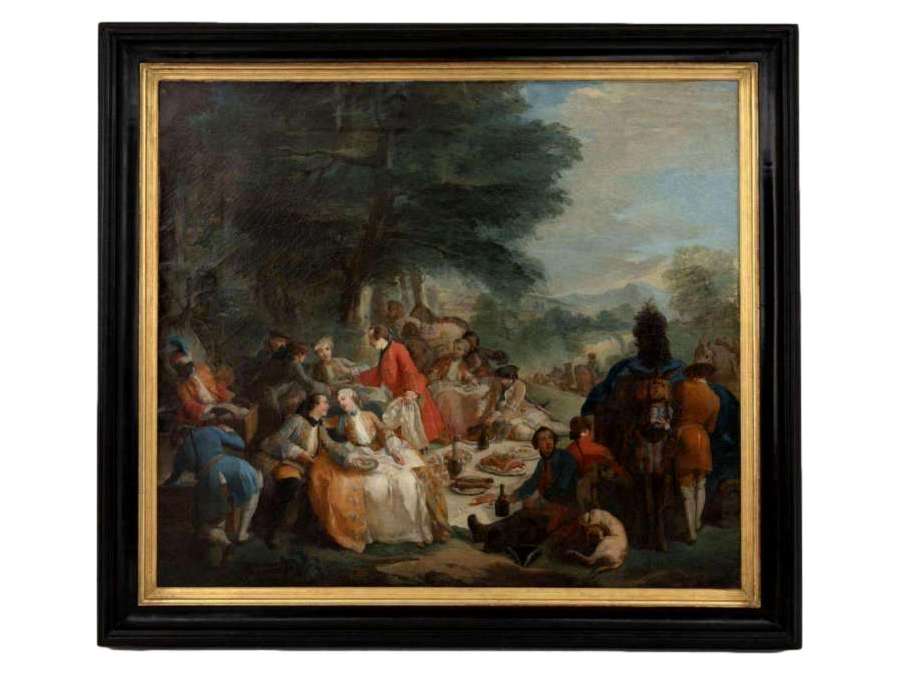 Carle Van Loo, The hunting lodge, classical style. 19th century