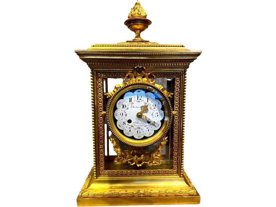 Important Glazed Cage Clock, Louis XVI - antique clocks