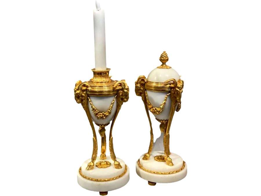 Pair Of Louis XVI Reversible Cassolettes, Candle Holders