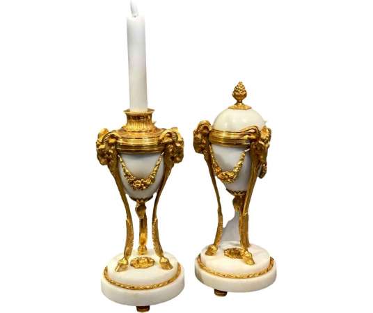 Pair Of Louis XVI Reversible Cassolettes, Candlesticks - cups, basins, cassolettes