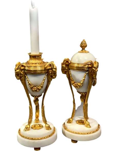 Pair Of Louis XVI Reversible Cassolettes, Candlesticks - cups, basins, cassolettes-Bozaart