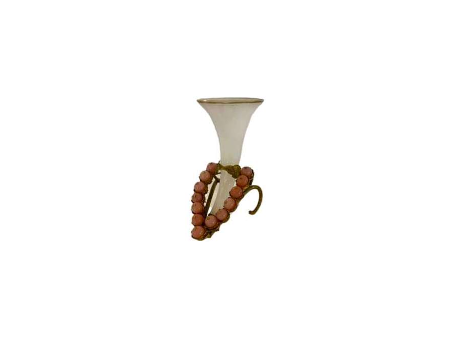 Small Opaline Bouquet Holder Vase - Opalines, enameled glasses