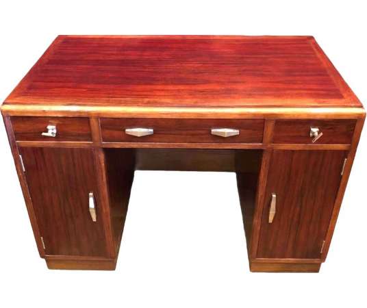 Art Deco Desk With Rosewood Drawers, Three Drawers On The Front - Desks