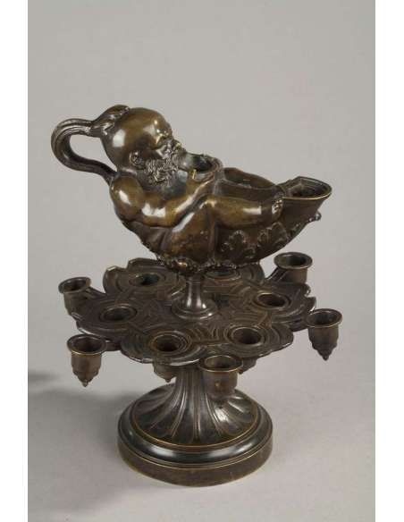 Bronze, Neo-Greek Oil Lamp - Ancient bronzes-Bozaart