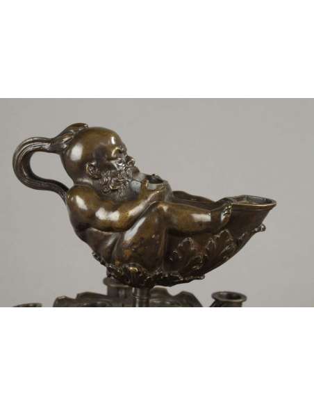 Bronze, Neo-Greek Oil Lamp - Ancient bronzes-Bozaart