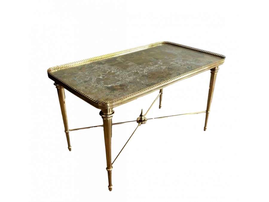 20th Century Brass Coffee Table with Glass Top
