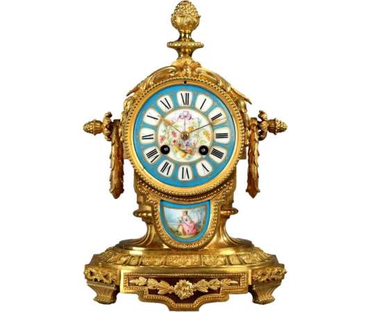 Terminal Pendulum In Painted Porcelain And Gilded Bronze - antique Clocks