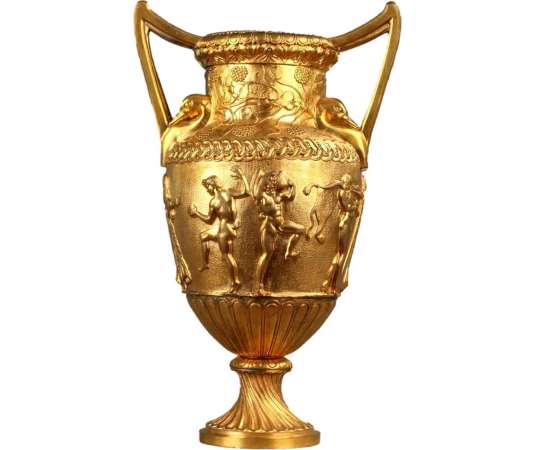 Grand Vase à l'Antique En Bronze Doré Attribué à F. Barbedienne - coupes, vasques, cassolettes
