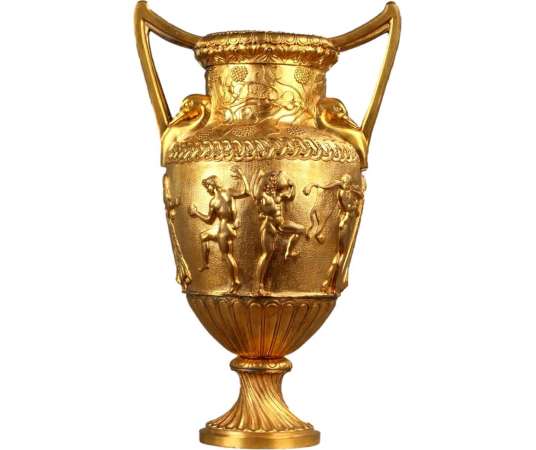 Large Antique Gilded Bronze Vase Attributed to F. Barbedienne - cups, basins, cassolettes