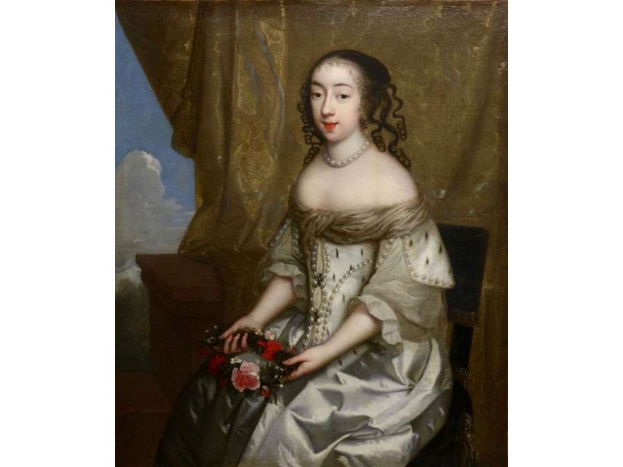 Charles Beaubrun (1604 - 1694): Portrait of Henrietta of England, duchess of Orléans. 17th century.