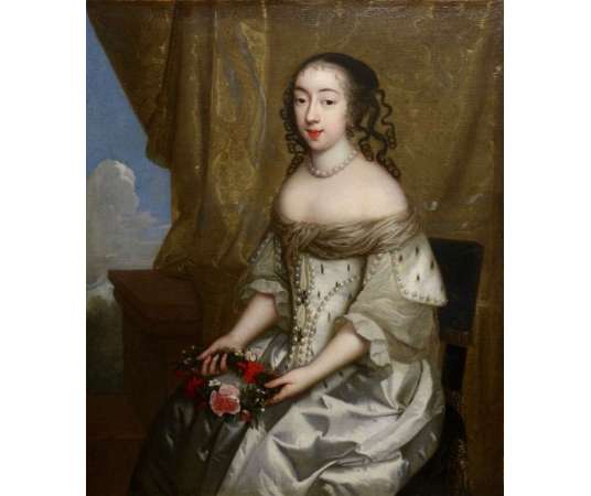Charles Beaubrun (1604 - 1694): Portrait of Henrietta of England, duchess of Orléans. 17th century.