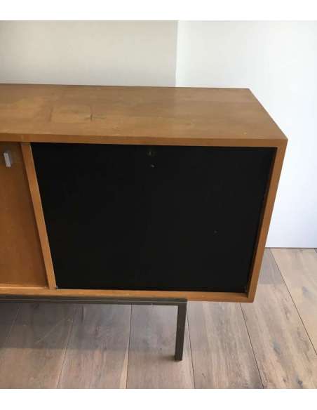 20th century double sliding door sideboard in wood-Bozaart