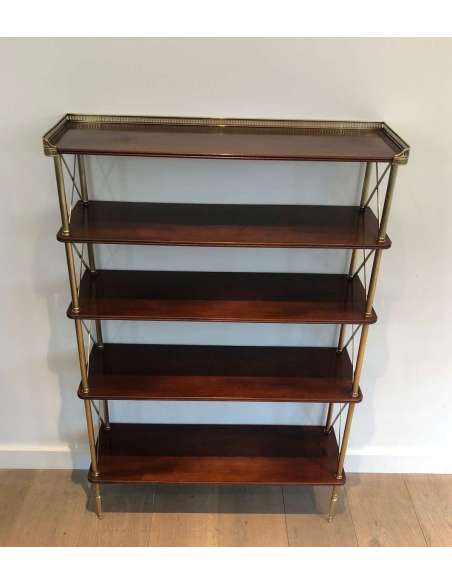 20th Century Brass Shelf with Mahogany Top-Bozaart