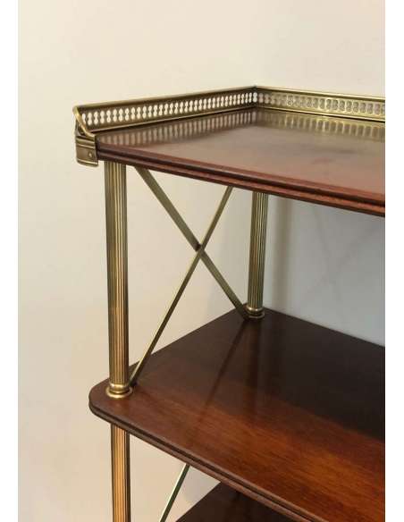 20th Century Brass Shelf with Mahogany Top-Bozaart