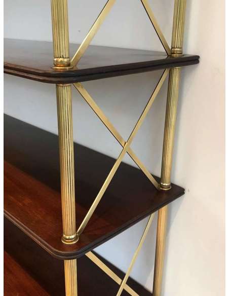 20th Century Brass Shelf with Mahogany Top-Bozaart