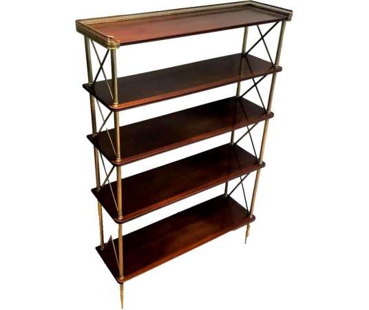 20th Century Brass Shelf with Mahogany Top