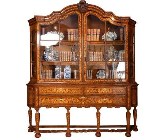 Large Dutch showcase in floral marquetry, nineteenth century - LS33292701 - showcases