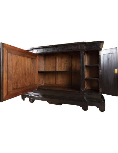 Large Chinese Support Furniture In Black, Red And Gold Lacquered Wood, Circa 1880 - LS37661501 - cabinets-Bozaart
