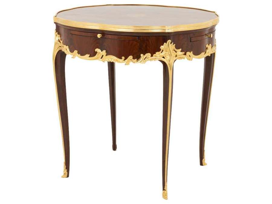 Table bouillotte de style Louis XV+ en bois. XIXe Siècle