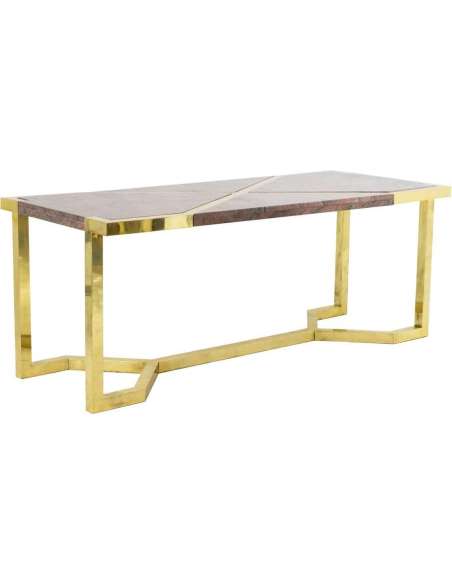 Gilded Brass And Pink Granite Table, Italy, Circa 1970 - LS41242351 - Tables-Bozaart