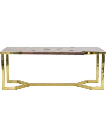 Gilded Brass And Pink Granite Table, Italy, Circa 1970 - LS41242351 - Tables-Bozaart