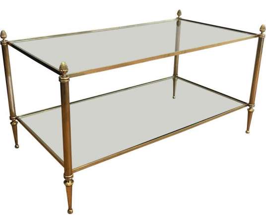 Brass coffee table with double top + House Jansen 20th century