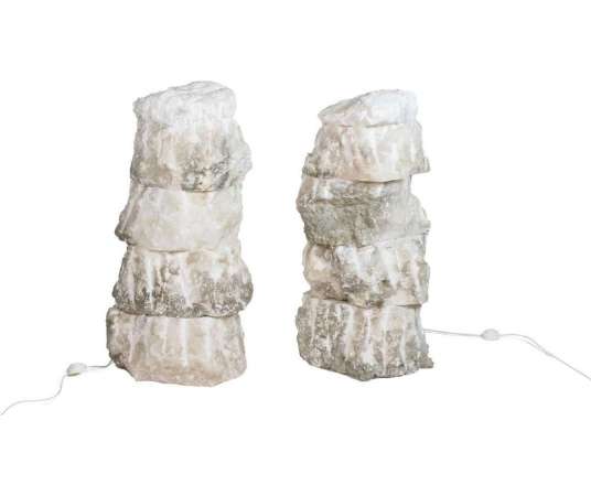 Pair Of Alabaster Lamps, Contemporary Work, LS54051756B - lamps