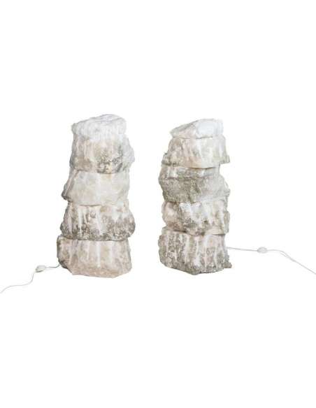 Pair Of Alabaster Lamps, Contemporary Work, LS54051756B - lamps-Bozaart