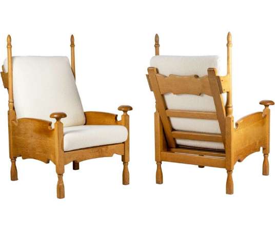 Pair Of Oak Armchairs, 1950s, LS53641526D - Design Seats