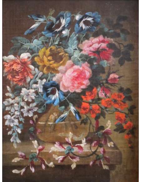 Flowers in a glass vase. 18th century.-Bozaart