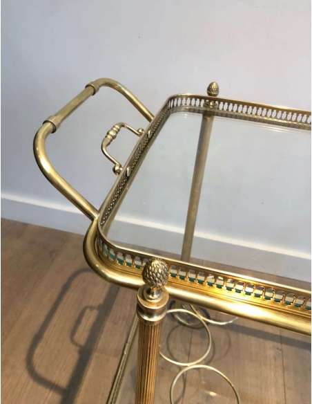 Neoclassical Brass Rolling Cart by Maison Bagués, 1940s-Bozaart