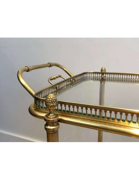 Neoclassical Brass Rolling Cart by Maison Bagués, 1940s-Bozaart