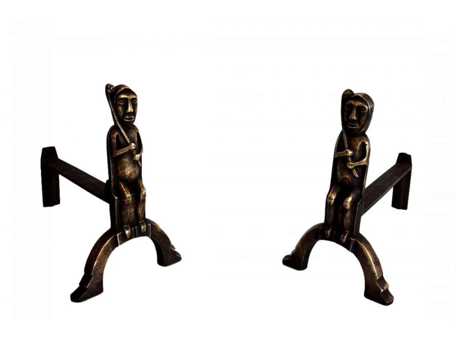Pair of Bronze+ Chenets Contemporary work