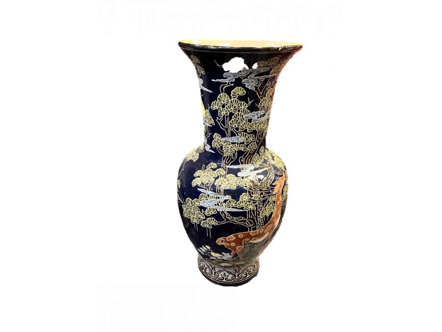 Vase Chinois en Porcelaine Bleue Style Art Contemporain