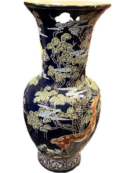 Vase Chinois en Porcelaine Bleue Style Art Contemporain-Bozaart