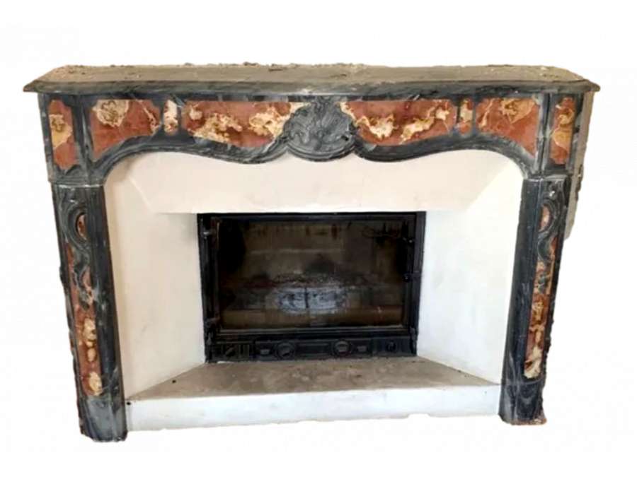 Marble Louis XV Marquetry Fireplace