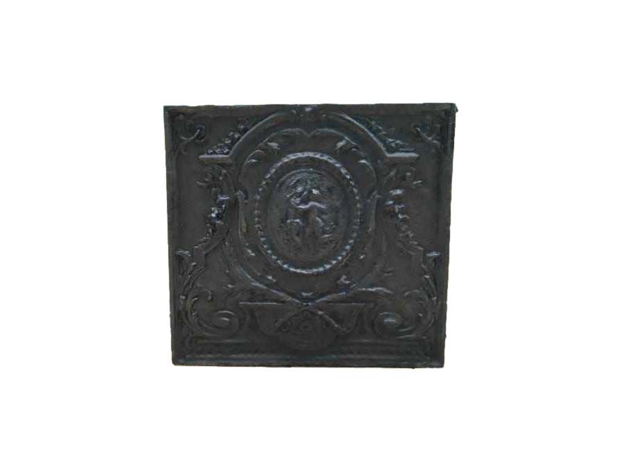 Large old cast iron fireplace plate+ from the 18th century