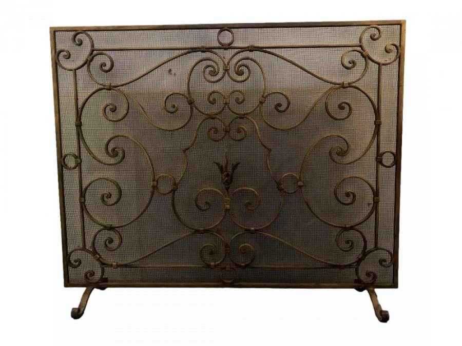Large Gilded Iron Firewall From The 1900s