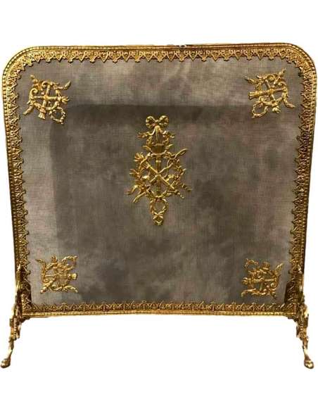 Bronze Fireplace Screen from the 19th century Louis XVI Napoleon III - chenets, fireplace accessories-Bozaart