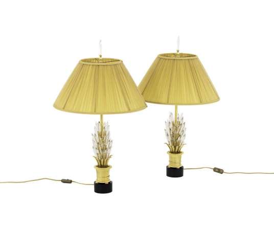Pair Of Glass Crystal Lamps, 1970s - LS40911571 - lamps