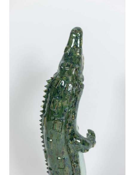 Valérie Courtet, Crocodile En Céramique, Travail Contemporain, LS54801604C - sculptures autres matériaux-Bozaart